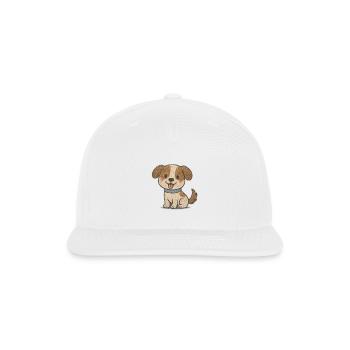 Cozy Puppy Cartoon with Collar - Snapback Baseball Cap - white - Front