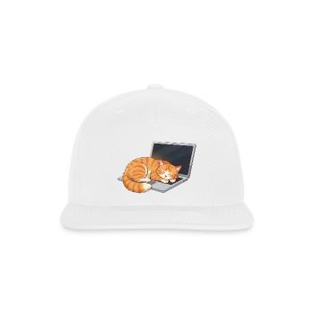 Cozy Tabby on Laptop - Snapback Baseball Cap - white - Front