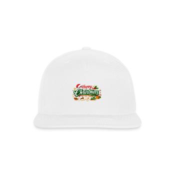 Happy Christmas Script & Ornaments - Snapback Baseball Cap - white - Front