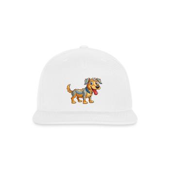 Vibrant Cartoon Dog with Blue Collar - Snapback Baseball Cap - white - Front