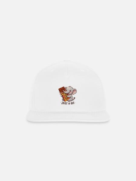 Just a Bit: Elephant and Chocolate - Snapback Baseball Cap - white