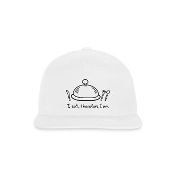 I eat, therefore I am - Snapback Baseball Cap - white - Front