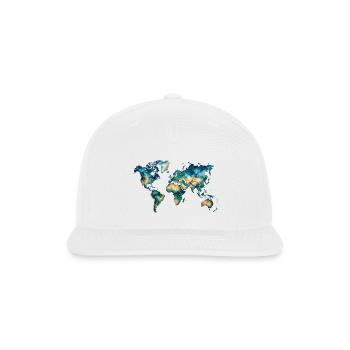 Colorful World Map Artistic Watercolor Earth Graph - Snapback Baseball Cap - white - Front