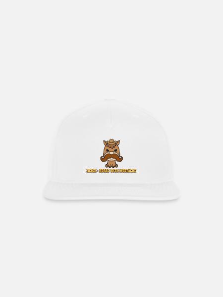 Mustached Neigh Horse - Snapback Baseball Cap - white