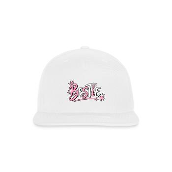 Bestie - Playful Script Design - Snapback Baseball Cap - white - Front