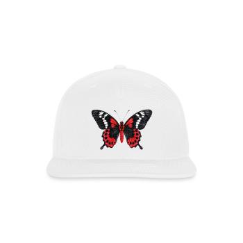 Crimson Rose Butterfly Pachliopta hector Watercolo - Snapback Baseball Cap - white - Front