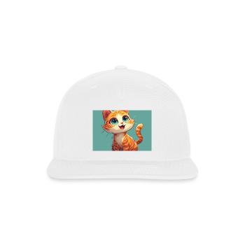 Happy Orange Tabby Kitten - Snapback Baseball Cap - white - Front