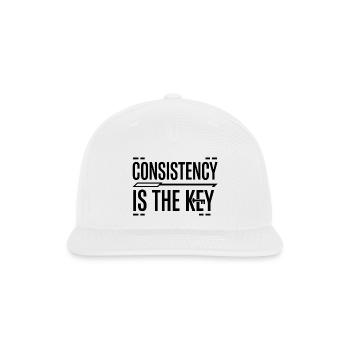 Consistency Is The Key Motivational Quote - Snapback Baseball Cap - white - Front