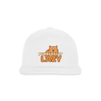 Purrfectly Lazy Funny Orange Tabby Cat Mascot - Snapback Baseball Cap - white - Front