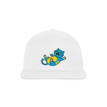 Blue Cat Playful Belly Art - Snapback Baseball Cap - white - Front