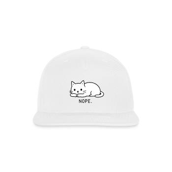 Nope Funny Cute Cat Loaf Minimalist Line Art - Snapback Baseball Cap - white - Front