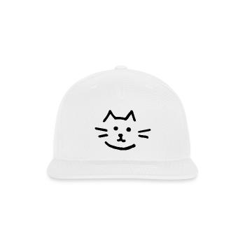 Cute Cat Doodle Drawing face - Snapback Baseball Cap - white - Front