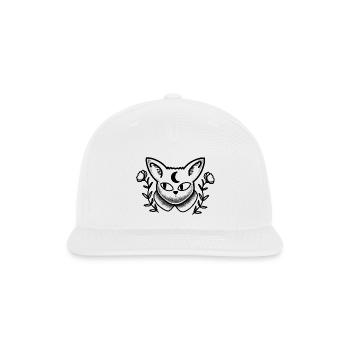Tattoo Cat Face Moon And Florals - Snapback Baseball Cap - white - Front