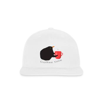 Meme blackbird with mug of coffee - Snapback Baseball Cap - white - Front