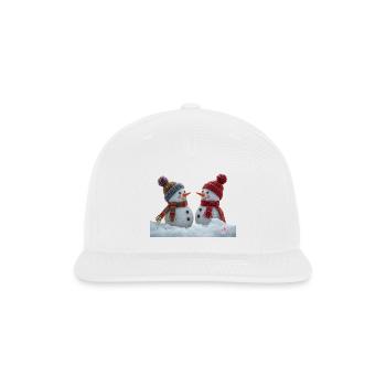 Winter Snow Duo: Cozy Knit Snowmen - Snapback Baseball Cap - white - Front