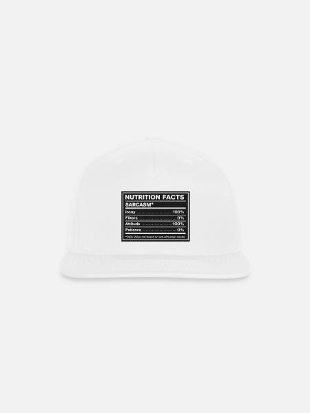 Sarcasm Nutrition Facts - Snapback Baseball Cap - white