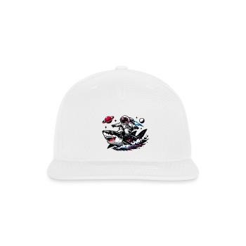 Astronaut Shark Ride in Space - Snapback Baseball Cap - white - Front