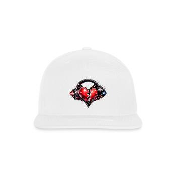 Broken Heart with Headphones - Snapback Baseball Cap - white - Front