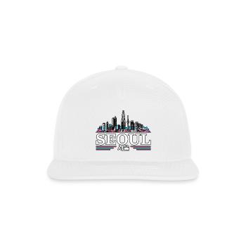 Seoul Skyline Neon Line Art - Snapback Baseball Cap - white - Front