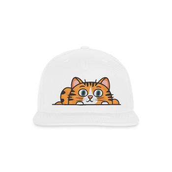 Peeking Tabby Cat - Snapback Baseball Cap - white - Front