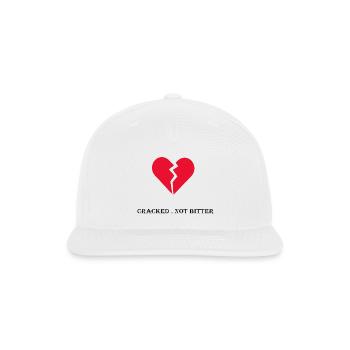 Cracked Heart – "Cracked, Not Bitter" Broken Heart - Snapback Baseball Cap - white - Front