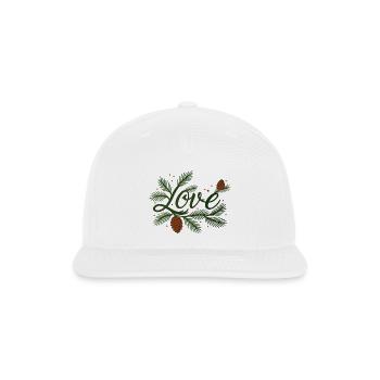 Love lettering with winter fir branches - Snapback Baseball Cap - white - Front