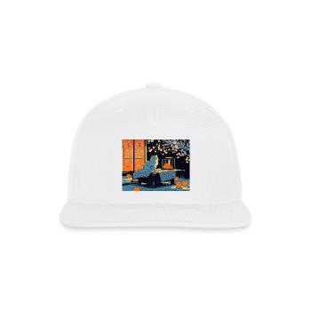 Blue Cat Lantern Night Garden - Snapback Baseball Cap - white - Front
