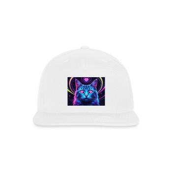 Neon Heart Eyes Cat in Cosmos - Snapback Baseball Cap - white - Front