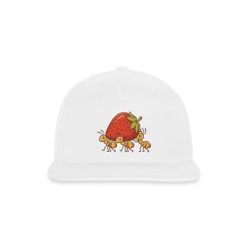 Cute Ants Carrying Strawberry Funny Summer Bug - Snapback Baseball Cap - white - Front