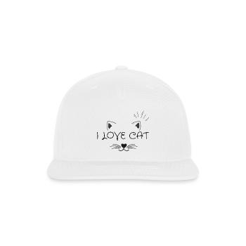 Minimalist Cat Face Illustration - Snapback Baseball Cap - white - Front