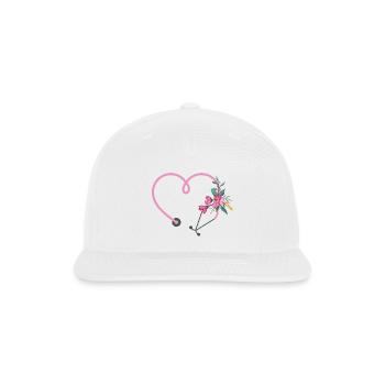 Floral Stethoscope - Snapback Baseball Cap - white - Front