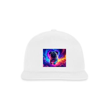 Colorful Pug Surrounded by Neon Swirls - Snapback Baseball Cap - white - Front