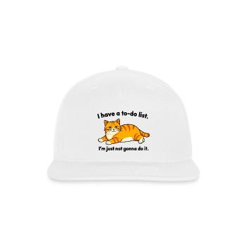 Procrastinating Orange Tabby Meme - Snapback Baseball Cap - white - Front