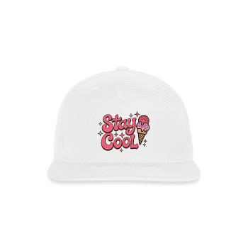 Stay Cool Ice Cream Groovy - Snapback Baseball Cap - white - Front