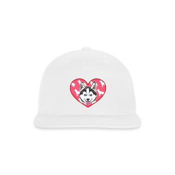 SIBERIAN HUSKY HEART - Snapback Baseball Cap - white - Front