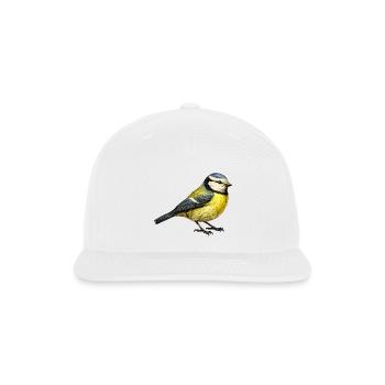 Blue Tit Illustration – Small Bird Nature Motif - Snapback Baseball Cap - white - Front