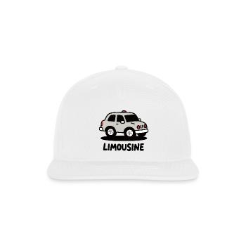 Cute Light Gray Cartoon Limousine Limo Car - Snapback Baseball Cap - white - Front