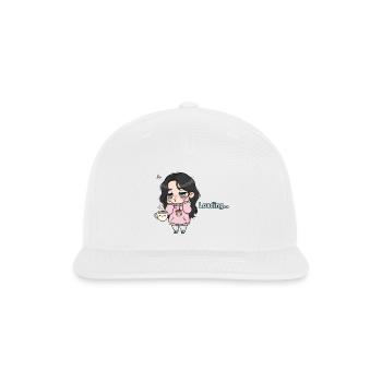 Sleepy Chibi Girl Coffee Loading Morning Mood - Snapback Baseball Cap - white - Front