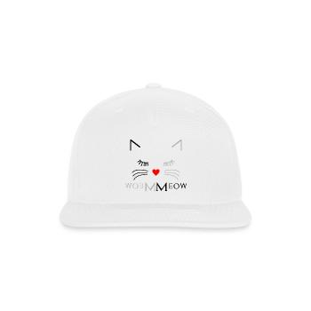 Minimalist Cat Face with Heart - Snapback Baseball Cap - white - Front