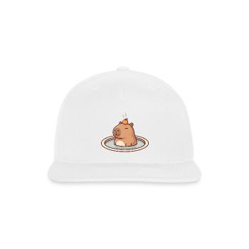 Capybara Soaking with a Citrus Hat - Snapback Baseball Cap - white - Front