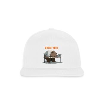 Tired bear slumped over a desk in full Monday Mode - Snapback Baseball Cap - white - Front