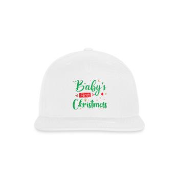 Baby's First Christmas Cute Baby Matching T-Shirt - Snapback Baseball Cap - white - Front
