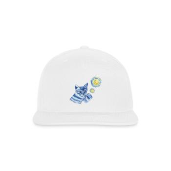  Blue Starry Night British Shorthair Cat Graphic - Snapback Baseball Cap - white - Front