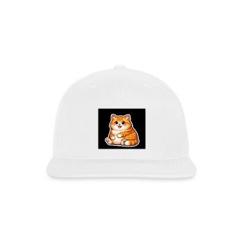  Cute Chubby Orange Cat Kawaii Chibi Tabby Kitten - Snapback Baseball Cap - white - Front