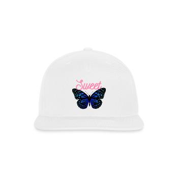 Sweet Butterfly Neon Blue - Snapback Baseball Cap - white - Front