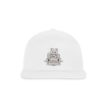Coffee Cat In Comfy Chair - Snapback Baseball Cap - white - Front