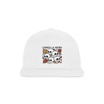 Chinga La Migra Fall Autumn Skull Design - Snapback Baseball Cap - white - Front