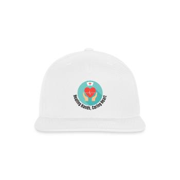 Healing Hands, Caring Hearts – Nurse T-Shirt - Snapback Baseball Cap - white - Front