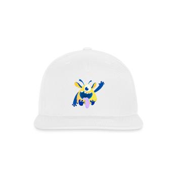 Cute Yellow One Eyed Waving Monster Illustration - Snapback Baseball Cap - white - Front