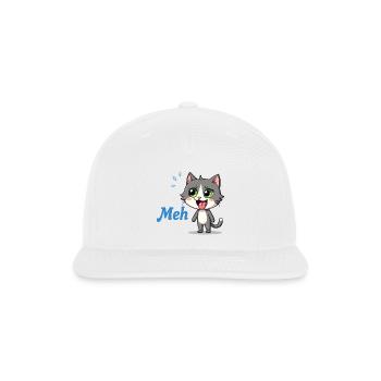 Meh – Funny Cat Meme - Snapback Baseball Cap - white - Front